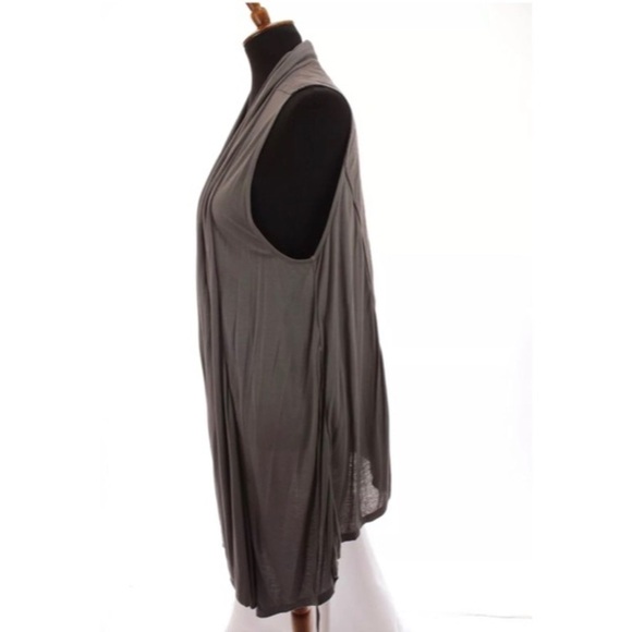 Coldwater Creek Womens Ruched Tie Front Duster Vest Cardigan Gray Sz M 10-12 - Picture 6 of 9